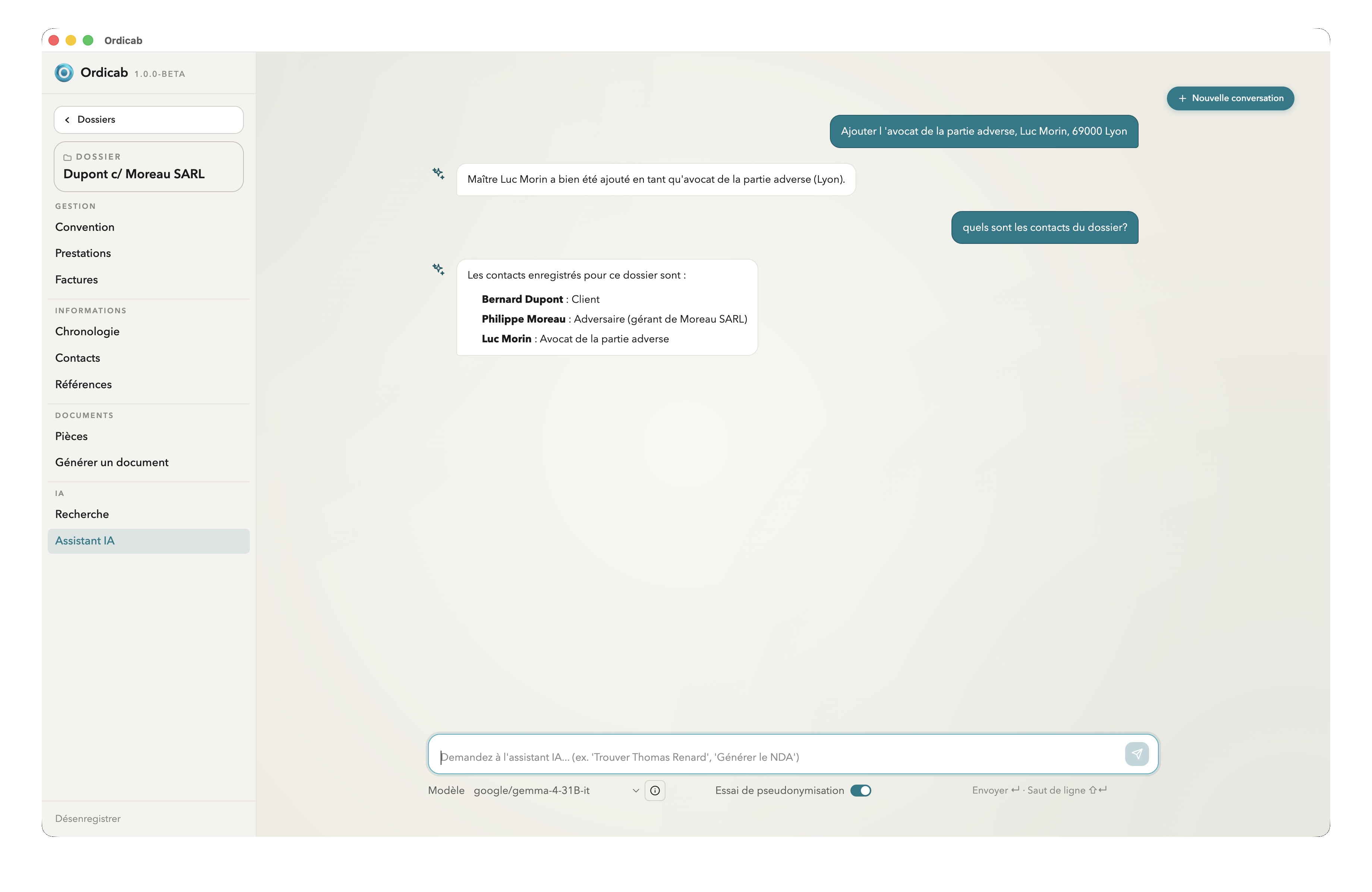 Assistant IA dans un dossier Ordicab