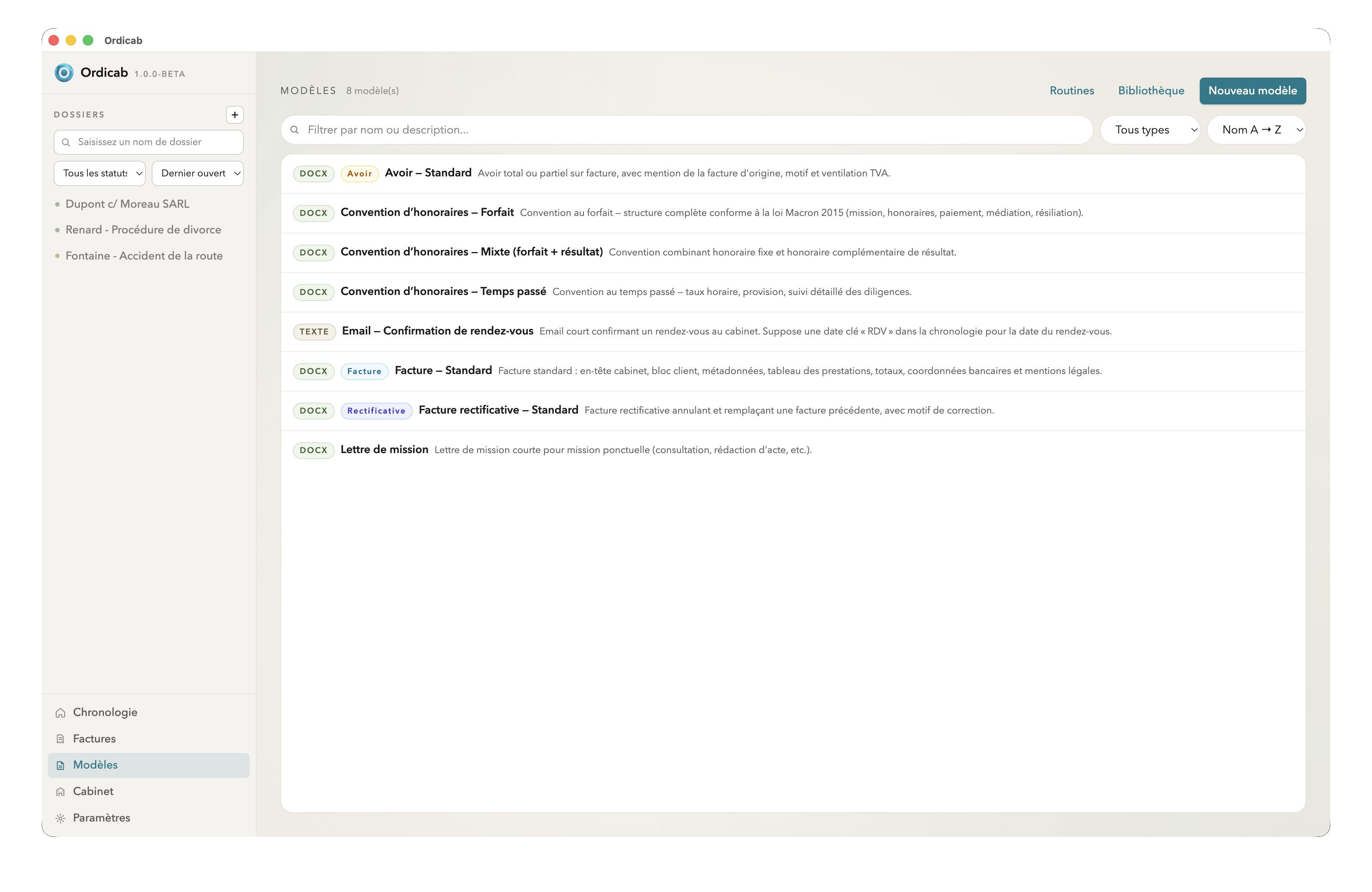 Modèles de documents